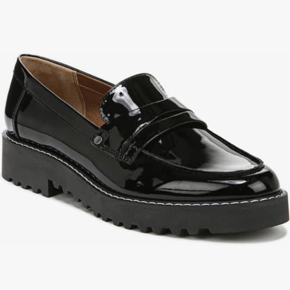 Franco Sarto Cassandra Women’s Black Patent Leather Loafers size 9